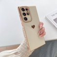 thumbnail image 1 of Compatible with Samsung Galaxy S23 Ultra 5G Case Cute Luxury Love Heart Plating Gold Bumper Upgraded Full Camera Protection Soft TPU Shockproof Anti-Scratch Phone Cover-White, 1 of 10