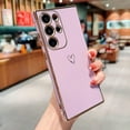thumbnail image 1 of Compatible with Samsung Galaxy S23 Ultra 5G Case,Love Heart Pattern Electroplated Soft TPU Shockproof Protective Case Full Camera Lens Protection Cover for Samsung Galaxy S23 Ultra-Purple, 1 of 10