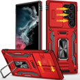thumbnail image 1 of Compatible Samsung Galaxy S23 Ultra 5G Case with Metal Ring & Slide Camera Cover Protection, [Built in Car Magnetic Suction]Slim Fit Soft TPU Protective Bumper Case for Galaxy S23 Ultra Case Red, 1 of 14