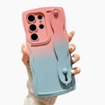 thumbnail image 1 of Compatible with Samsung Galaxy S23 Ultra 5G Phone Case with Wrist Strap Kickstand,Cute Gradient Case Curly Wave Frame Case Women Camera Protection Soft Shockproof Cover (d), 1 of 7