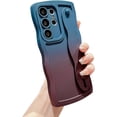 thumbnail image 1 of Compatible with Samsung Galaxy S23 Ultra 6.8" Case, Cute S23 Ultra Phone Case with Stand Wrist Strap Wristband Camera Lens Protect Wavy Soft Shockproof Gradient Cover for Women Men (Blue Wine Red), 1 of 9