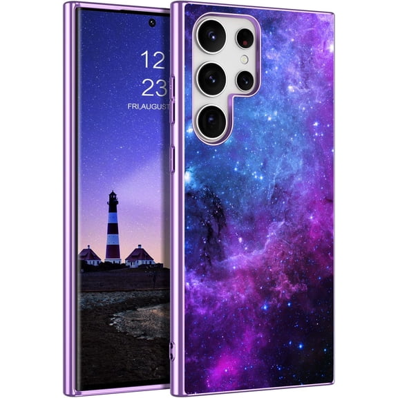 Compatible with Samsung Galaxy S23 Ultra Case 6.8 Inch Glow in The Dark Noctilucent Luminous Space Nebula Slim Fit Cover Protective Anti Scratch Case for Samsung S23 Ultra 5G, Blue Nebula
