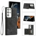 thumbnail image 1 of Compatible with Samsung Galaxy S23 Ultra Case, Classic Wallet Case, Lanyard Wrist Strap with Kickstand PU Leather Card Holder Protective Cover for Samsung Galaxy S23 Ultra 6.8 inch,Black, 1 of 6