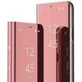 thumbnail image 1 of Compatible with Samsung Galaxy S23 Ultra Case with Kickstand Flip Leather Clear View Makeup Mirror Glitter Luxury Shockproof Protective Case for Samsung Galaxy S23 Ultra Mirror Rose Gold QH, 1 of 9