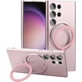 thumbnail image 1 of Compatible with Samsung Galaxy S23 Ultra Case with Magnetic Ring Holder [Compatible with Magsafe & Camera Lens Protector] Soft TPU Shockproof Kickstand Phone Case for Galaxy S23 Ultra Pink, 1 of 12