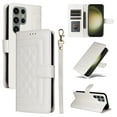 thumbnail image 1 of Compatible with Samsung Galaxy S23 Ultra Case, Premium Leather Wallet Book Case Magnetic Flip RFID Blocking Credit Card Holder Kickstand with Wrist Strap Shock Absorbing Case, White, 1 of 11