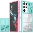thumbnail image 1 of Compatible with Samsung Galaxy S23 Ultra Case Shockproof, Samsung S23 Ultra Phone Case Silicone with Slide Camera Lens Protector Cover Transparent Protective Cases for Women Girls (Blue Pink), 1 of 12