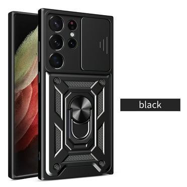 Compatible with Samsung Galaxy S23 Ultra Case with Sliding Camera Lens Cover and Ring Kickstand Heavy Duty Military Grade Protection Phone Shockproof Back Cover for Samsung S23 Ultra, Black