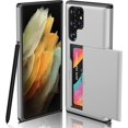 thumbnail image 1 of Compatible with Samsung Galaxy S23 Ultra Case Wallet with Card Holders Slide Slot Shockproof Slim Hard PC Case Heavy Duty Protective Cover for Samsung Galaxy S23 Ultra for Women & Men (Silver), 1 of 12