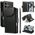 thumbnail image 1 of Compatible with Samsung Galaxy S23 Ultra Case Wallet with Strap RFID Blocking Card Holder, Multifunctional Wallet Purse Handbag Premium PU Leather Magnetic Flip Kickstand Phone Case,Black, 1 of 11