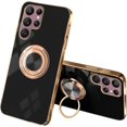 thumbnail image 1 of Compatible with Samsung Galaxy S23 Ultra Case for Women Cute Samsung S23 Ultra Phone Case Shockproof with Luxury Plating Gold Edge and Magnetic Car Mount Kickstand Protective Cases (Black), 1 of 14