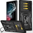 thumbnail image 1 of Compatible Samsung Galaxy S23 Ultra Phone Case with Camera Cover Protector &Metal Stand,Rugged Shockproof Soft TPU + Hard PC Protective S23 Ultra 5G Case for Samsung Galaxy S23 Ultra Cases Black, 1 of 14