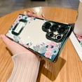 thumbnail image 1 of Compatible for Samsung Galaxy S23 Ultra Plating Case, Luxury Floral Flower Pattern Print Design with Shiny Soft TPU Bumper, Transparent Clear Shockproof Lens Protection Case for Girls Women - Green, 1 of 7