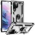 thumbnail image 1 of Compatible with Samsung Galaxy S23 Ultra Protective Case,Heavy Duty Shockproof Armor Phone Case with 360° Rotating Metal Ring Holder Kickstand Military Grade Protection Rugged Cover,Silver, 1 of 7