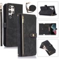 thumbnail image 1 of Compatible with Samsung Galaxy S23 Ultra Wallet Case, 2 in 1 Magnetic Wallet Case with Card Holder, Zipper, PU Leather Flip Cover Case with Detachable Long Shoulder Strap,Card Slots, Black, 1 of 9