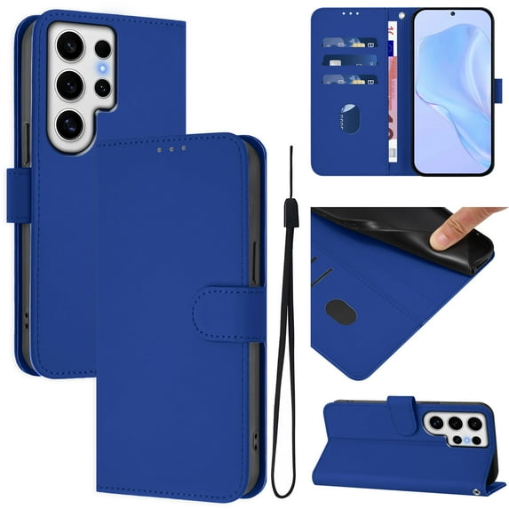Compatible with Samsung Galaxy S23 Ultra Wallet Case with RFID Blocking Credit Card Holder, PU Leather Folio Flip Kickstand Protective Shockproof Anti-fall Phone Case Cover Women Men,Darkblue