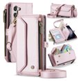 thumbnail image 1 of Compatible with Samsung Galaxy S23 Wallet Case, 10 Card Slots & 1 Zipper Coin Pocket & 1 Cash Slot & 1 Cash Pocket & Lanyard & Crossbody Strap & Kickstand & RFID Blocking Phone Case, Pink, 1 of 10