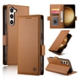 thumbnail image 1 of Compatible with Samsung Galaxy S23 Wallet Case, Classic PU Leather Flip Folio Case with Card Holders Kickstand [Shockproof TPU Inner Shell] Phone Cover for Samsung Galaxy S23, Brown, 1 of 7