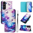 thumbnail image 1 of Compatible for Samsung Galaxy S23 Wallet Case, Painting Pattern Premium PU Leather [Credit Card Holder] [Wrist Strap] Flip Stand Feature Purse Case Full Protective Pattern Cover, Dream, 1 of 15