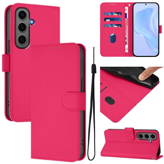 Compatible with Samsung Galaxy S23 Wallet Case with RFID Blocking Credit Card Holder, PU Leather Folio Flip Kickstand Protective Shockproof Anti-fall Phone Case Cover Women Men,Rose