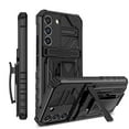 thumbnail image 1 of Compatible with Samsung Galaxy S24 Back Case, 360 Rotating Removable Belt Clip & Hidden Kickstand & Hard PC + Soft TPU & Anti-fall & Shock Absorption Phone Case for Galaxy S24, Black, 1 of 10
