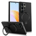thumbnail image 1 of Compatible with Samsung Galaxy S24 Back Case, Classic PU Leather Rotating Magnetic Ring Kickstand Ultra Slim Lightweight Drop Protective Phone Case Cover for Samsung Galaxy S24, Black, 1 of 9