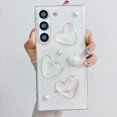 thumbnail image 1 of Compatible with Samsung Galaxy S24 Bling Case Laser Colour 3D Crystal Love Heart Pearl Diamond Glitter Clear Case Cute Girly Women Slim Soft TPU Transparent Phone Cover, 1 of 13