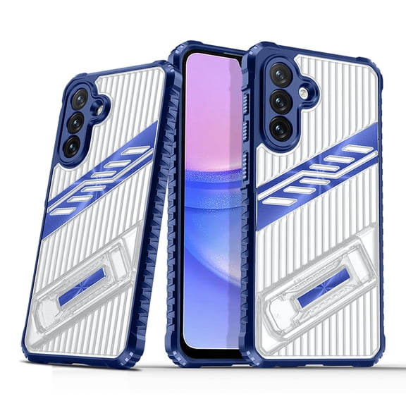 Compatible with Samsung Galaxy S24 Case [Built-in Invisible Kickstand][Camera Lens Protection] Military Grade Shockproof Hard Dual-Layer Rugged Anti-Drop Grip Slip Resistant Case,Navyblue