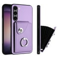 thumbnail image 1 of Compatible for Samsung Galaxy S24 Case with Card Holder, Wallet Case for Women Men with Rotation Finger Ring Stand, Accordion Style PU Leather Shockproof Case for Galaxy S24, Purple, 1 of 7