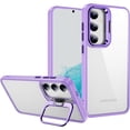 thumbnail image 1 of Compatible with Samsung Galaxy S24 Case Clear Case with Camera Hidden Kickstand Foldable Stand Men Women Girls Phone Case Slim Soft TPU Translucent Shockproof Phone Cover, Light Purple, 1 of 16