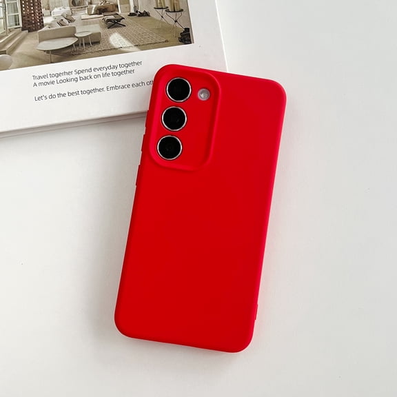 Compatible for Samsung Galaxy S24 Case, Slim Liquid Silicone Flexible Soft Gel Rubber Shockproof Phone Case, Protective Cover with Anti-Scratch Microfiber Lining for Samsung Galaxy S24, Red