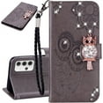 thumbnail image 1 of Compatible with Samsung Galaxy S24 Case Wallet Leather Glitter Stylish Crystal Owl with Wrist Strap Kickstand Magnetic Feature for Women Phone Case for Samsung Galaxy S24 Grey YK, 1 of 2