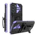 thumbnail image 1 of Compatible with Samsung Galaxy S24 FE Back Case, 360 Rotating Removable Belt Clip & Hidden Kickstand & Hard PC + Soft TPU & Anti-fall & Shock Absorption Phone Case for Galaxy S24 FE, Purple, 1 of 10