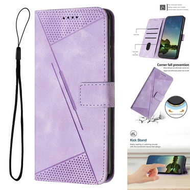 Compatible with Samsung Galaxy S24 FE Card Slot Wallet Flip Case, Classic Stand PU Leather Lanyard Cash Pocket Drop Protective Shockproof Phone Case Cover for Samsung Galaxy S24 FE, Purple