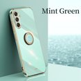 thumbnail image 1 of Compatible with Samsung Galaxy S24 FE Case Finger Ring Kickstand for Women Girls Rose Gold Edge Full Body Protection Plating Electroplate Case for Samsung Galaxy S24 FE, Green, 1 of 7
