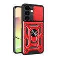 thumbnail image 1 of Compatible with Samsung Galaxy S24 FE Case with Sliding Camera Lens Cover and Ring Kickstand Heavy Duty Military Grade Rugged Protection Shockproof Back Phone Cover for Samsung Galaxy S24 FE, Red, 1 of 10