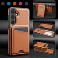 thumbnail image 1 of Compatible With Samsung Galaxy S24 FE Phone Case,Back Magnetic Detachable Flip Wallet,Compatible With Magsafe,With Kickstand,Card Slots,PU Leather Shockproof Rugged Phone Case Cover,Brown, 1 of 10