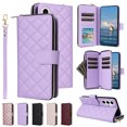 thumbnail image 1 of Compatible for Samsung Galaxy S24 FE Wallet Case, Crossbody Strap PU Leather Folio Phone Cover, Zipper Handbag Purse with Card Holder Lanyard Flip Stand for Samsung Galaxy S24 FE, Purple, 1 of 10