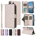 thumbnail image 1 of Compatible for Samsung Galaxy S24 FE Wallet Case, Crossbody Strap PU Leather Folio Phone Cover, Zipper Handbag Purse with Card Holder Lanyard Flip Stand for Samsung Galaxy S24 FE, Beige, 1 of 10
