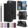 thumbnail image 1 of Compatible for Samsung Galaxy S24 FE Wallet Case, Crossbody Strap PU Leather Folio Phone Cover, Zipper Handbag Purse with Card Holder Lanyard Flip Stand for Samsung Galaxy S24 FE, Black, 1 of 10