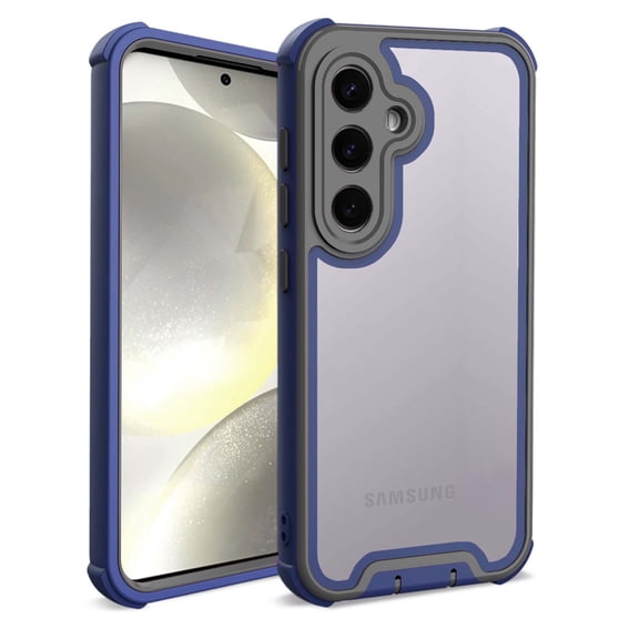 Compatible With Samsung Galaxy S24 Phone Case,Heavy Duty Durable 4-Layer,Transparent Backplane,Military Grade Drop Protection Shockproof Anti-fall Rugged Bicolor Vivid Phone Case,Darkblue