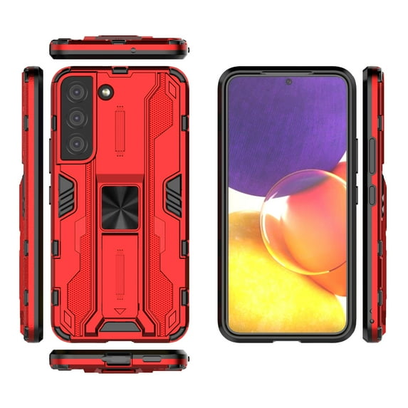 Compatible With Samsung Galaxy S24 Phone Case Military Grade Protection Kickstand Shockproof Anti-Scratch Anti-Fingerprint Lightweight Rugged Phone Cover for Men or Women,Red
