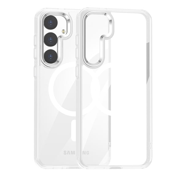 Compatible with Samsung Galaxy S24 Plus Case - Compatible with MagSafe - Clear Transparent Back Stylish Rubber Silicone - Slim Drop Protection Anti-Yellow Magnetic Shockproof Bumper Cover, Clear