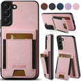 thumbnail image 1 of Compatible with Samsung Galaxy S24 Plus Flip Wallet Phone Case with Card Holder Elastic,Magnetic Back Flip Kickstand Cover Premium PU Leather Business Classic Style Shockproof Case,Pink, 1 of 8