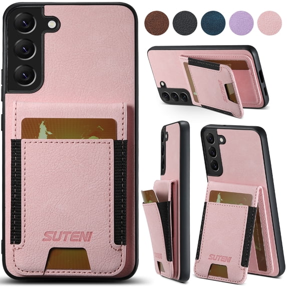Compatible with Samsung Galaxy S24 Plus Flip Wallet Phone Case with Card Holder Elastic,Magnetic Back Flip Kickstand Cover Premium PU Leather Business Classic Style Shockproof Case,Pink