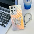 thumbnail image 1 of Compatible with Samsung Galaxy S24 Plus Plating Frosted Case, with Colourful Laser Back and Butterfly Kickstand for Women Girls Cute Protective Phone Case Cover with Hand Chain Bracelet, E, 1 of 10