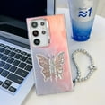 thumbnail image 1 of Compatible with Samsung Galaxy S24 Plus Plating Frosted Case, with Colourful Laser Back and Butterfly Kickstand for Women Girls Cute Protective Phone Case Cover with Hand Chain Bracelet, C, 1 of 10