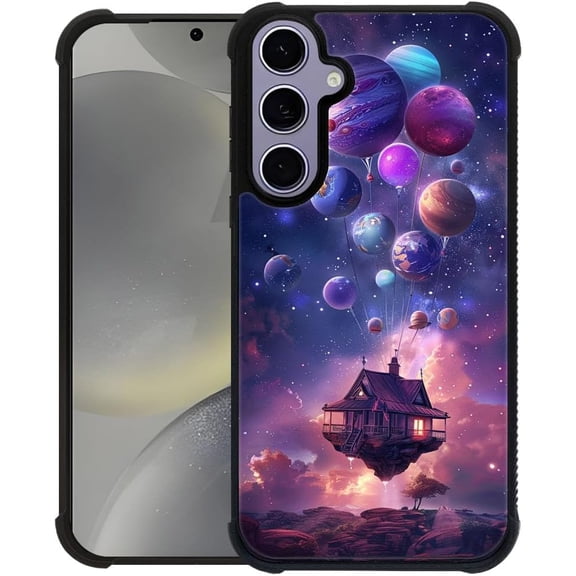 Compatible with Samsung Galaxy S24 Plus & S25 Plus Case, Hot Air Balloon House for S24 Plus & S25 Plus Women Girls, Shockproof Anti-Slip Drop Protection with Soft TPU Bumper Pattern Design