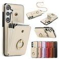 thumbnail image 1 of Compatible with Samsung Galaxy S24 Plus Wallet Case, PU Leather Case with Card Holder, 360° Rotation Ring Kickstand, Shoulder Strap, Magnetic Snap Protective Case Designed for S24 Plus, Beige, 1 of 8