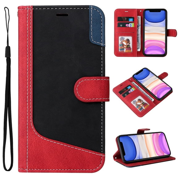 Compatible with Samsung Galaxy S24 Plus Wallet Case, Shockproof Flip Folio Leather Wallet Cover with Card Slots Invisible Kickstand with wrist Strap Case Cover for Galaxy S24 Plus,Red